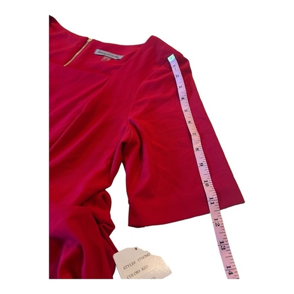 Red Peplum Waist Square Neck Jumpsuit‎ Gold Back Zipper by Danny & Nicole NEW - Picture 8 of 16